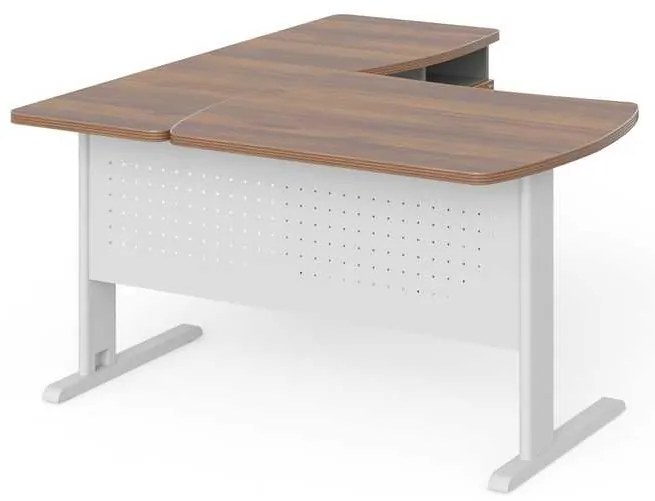 Statie de lucru de colt Manager 140 x 160 cm, dreapta, nuca warmia / gri