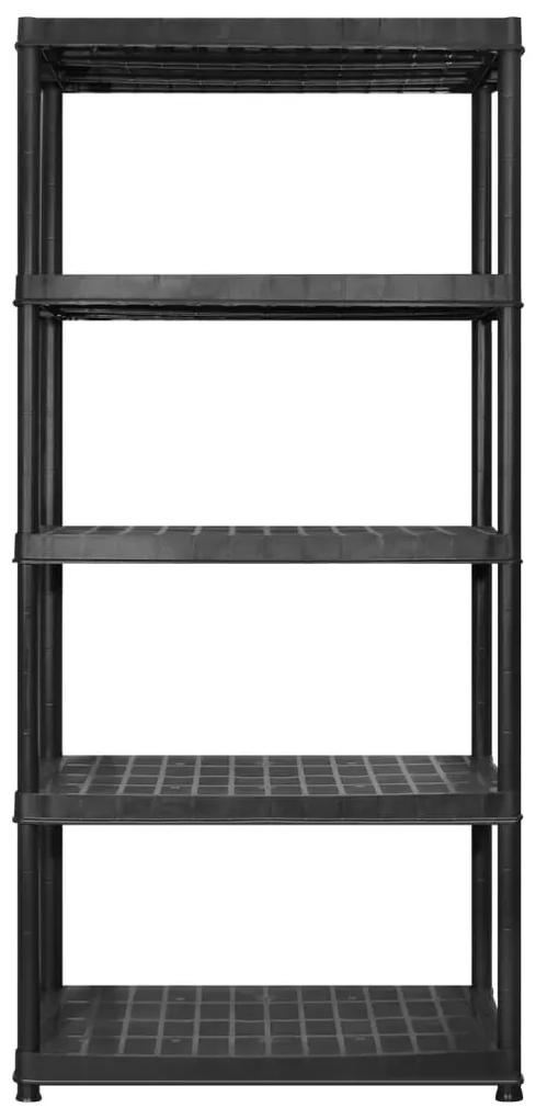 Raft de depozitare cu 5 polite, negru, 366x45,7x185 cm, plastic 366 x 45.7 x 185 cm, 1