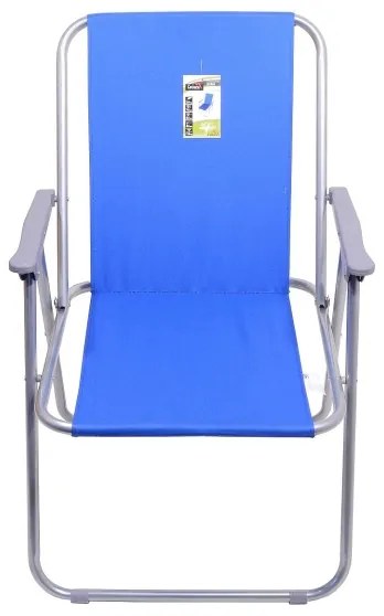 Scaun camping pliabil albastru/crom mat