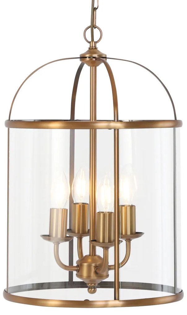 Lampă suspendată vintage bronz cu sticlă transparentă 4 lumini - Pimpernel