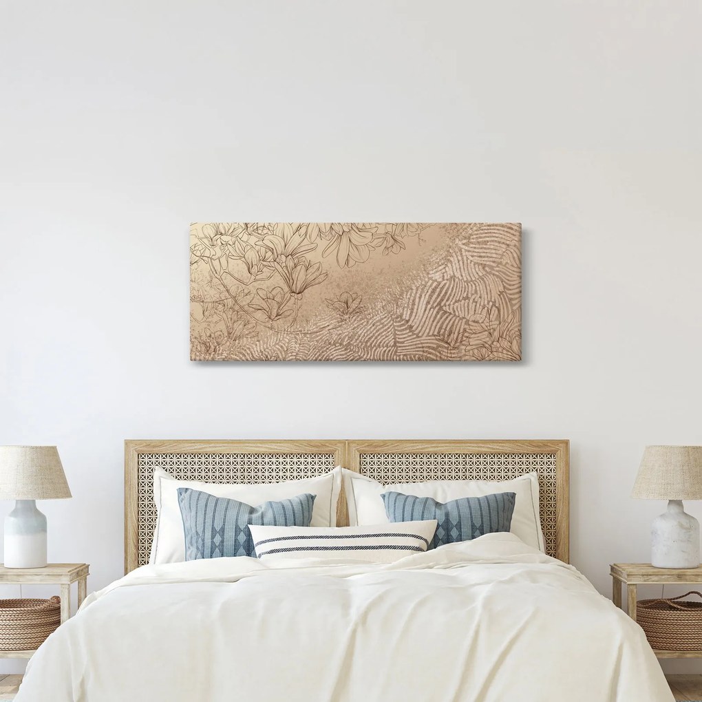 Tablou - Flori desenate (120x50 cm)