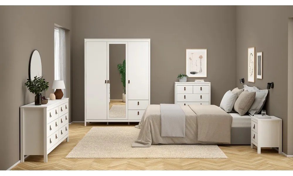 Șifonier alb cu oglindă 150x199x58 cm Madrid – Tvilum