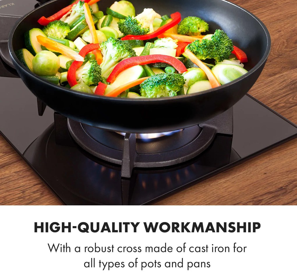 Goldflame Domino, plită pe gaz, 2 arzătoare din aramă, ceramică din sticlă