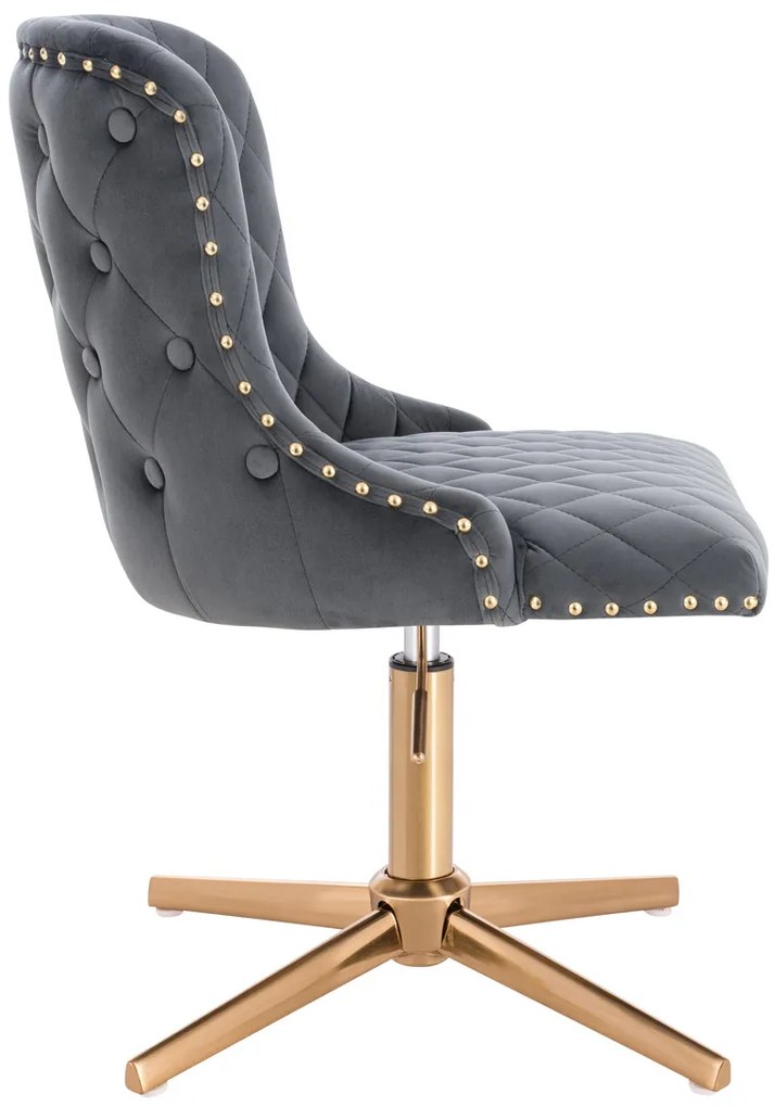 HR940CROSS Scaun Grafit din Catifea cu Bază Aurie