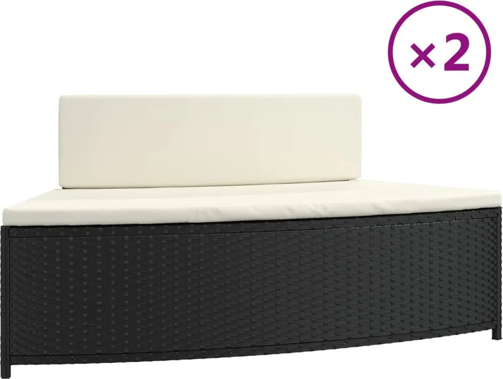 vidaXL Bănci pentru spa cu perne, 2 buc., negru, poliratan