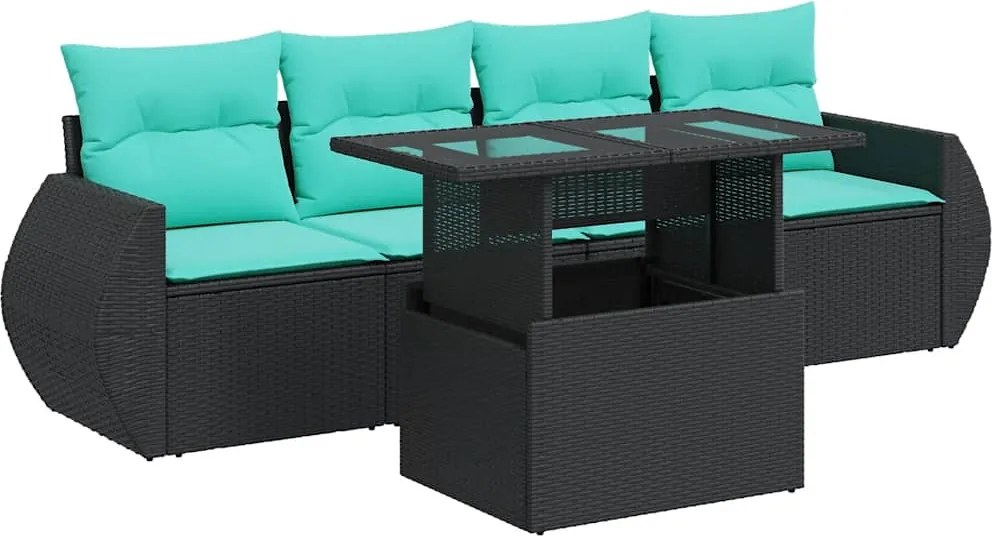 vidaXL Set mobilier de grădină cu perne, 5 piese,poliratan/lemn acacia