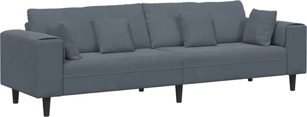 vidaXL Canapea cu pernă Gri închis 250 x 77 x 76 cm Catifea