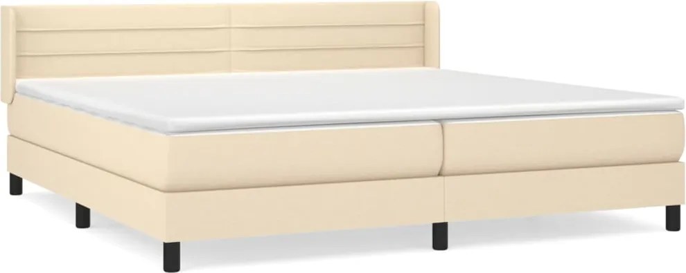vidaXL Pat box spring cu saltea, crem, 200x200 cm, textil