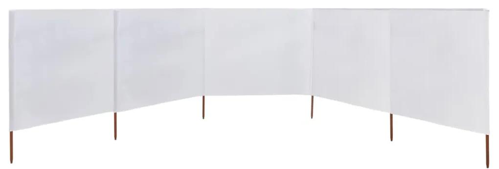 Paravan anti-vant cu 5 panouri, alb nisipiu, 600x80 cm, textil alb nisipiu, 600 x 80 cm