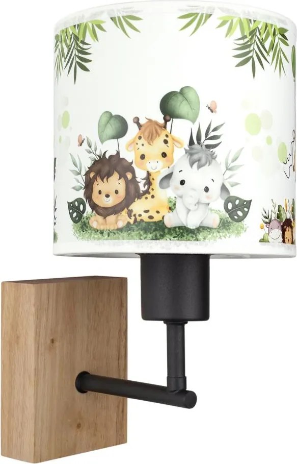 Brilagi - Aplică de perete BOBO WOOD 1xE27/25W/230V stejar/negru/alb/verde/junglă