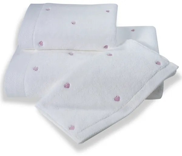 Prosop MICRO LOVE 50x100 cm Alb / inimioare lila