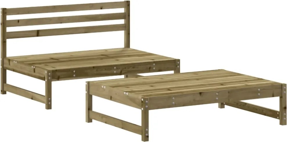 vidaXL Set mobilier relaxare de grădină, 2 piese, lemn de pin tratat