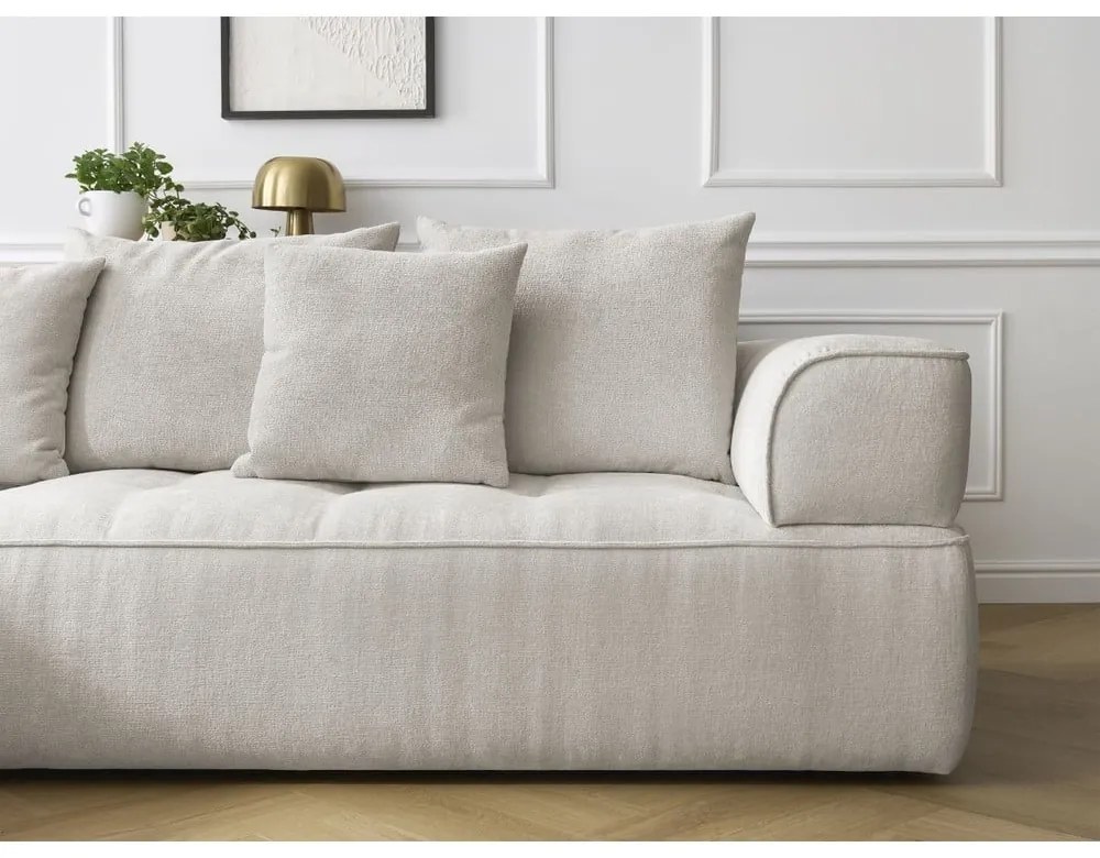 Colțar bej cu tapițerie din chenille (cu colț pe partea stângă/în formă de ”L”) Whesley – Bobochic Paris