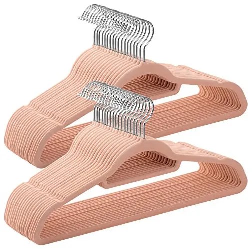 Set 50 umerase din catifea, Songmics, Roz / Silver, CRF50PK, 43 cm
