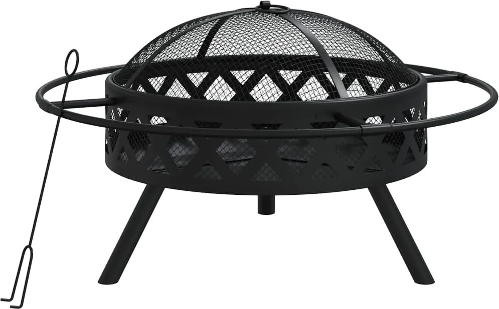 vidaXL Vatră de foc cu vătrai, 70 cm, oțel, XXL