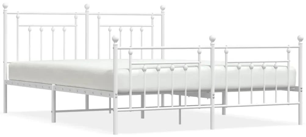 353609 vidaXL Cadru de pat metalic cu tăblie de cap/picioare, alb, 183x213 cm