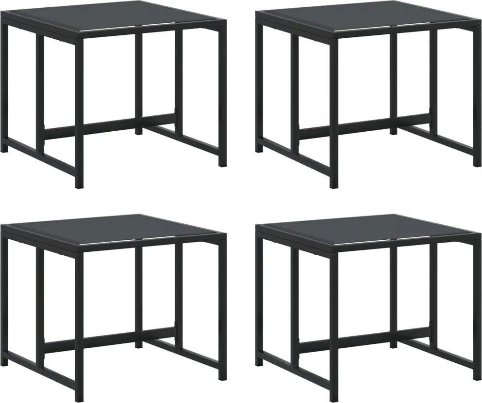 vidaXL Taburete de grădină, 4 buc., negru, oțel și textilenă