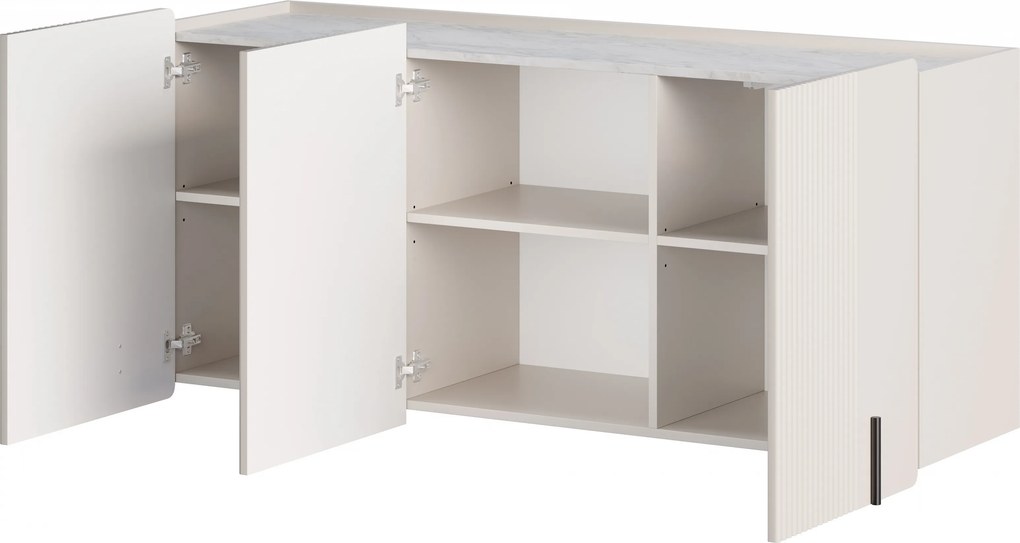 Comodă suspendată Malmi 150 cm cu 3 uși - cașmir / crema bianca / negru
