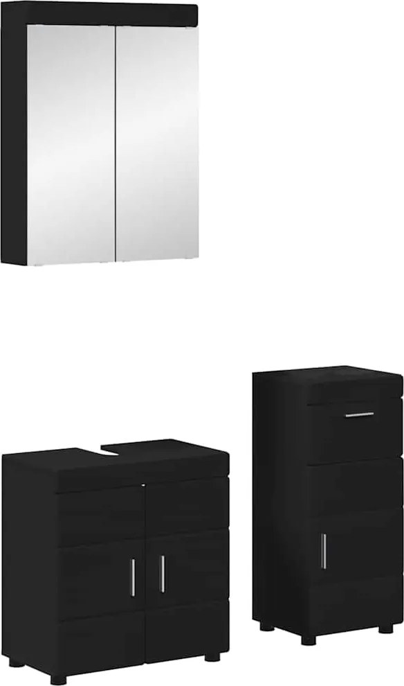 vidaXL Set de mobilier pentru baie cu sertar TULUM Negru Lemn compozit