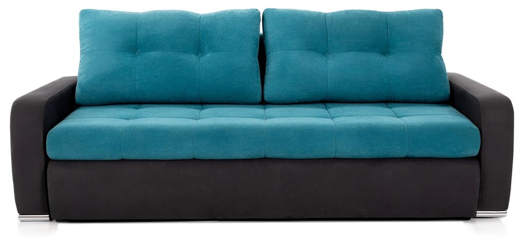 Canapea Extensibilă 3 locuri VENETIA, cu ladă de depozitare, 220x100x90 cm, Turcoaz/Negru