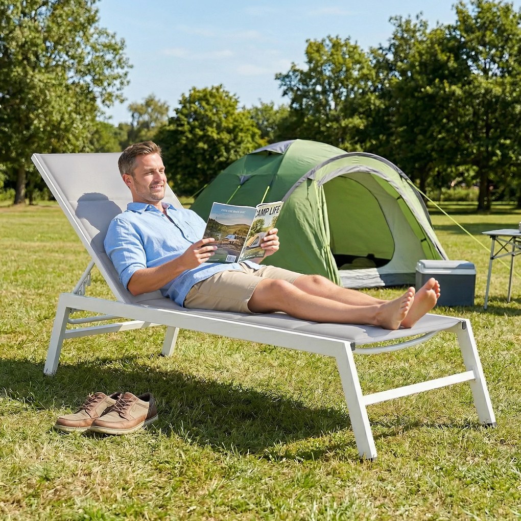 Outsunny Șezlong basculant pentru plajă | Aosom Romania