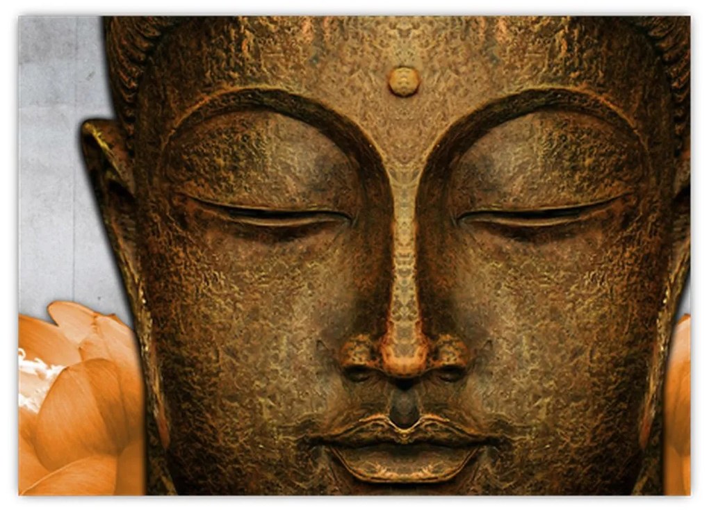 Tablou pe sticlă cu statuie cu detaliu a feței (70x50 cm)