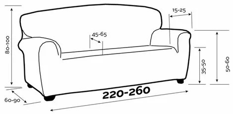 Husă extensibilă de canapea IRPIN gri , 220-260 cm, 220 - 260 cm