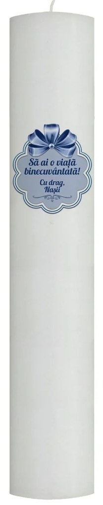 Lumanare Botez Mesaj Nasi albastru 4,5 cm, 60 cm
