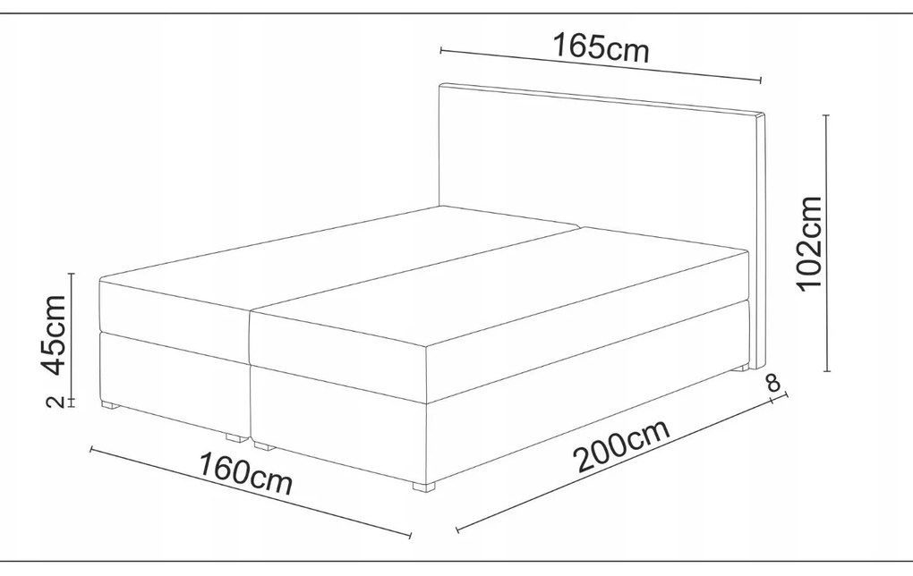 Pat matrimonial Boxspring 160 cm Karen (gri) ( cu saltea și sp. depozitare). 1046606