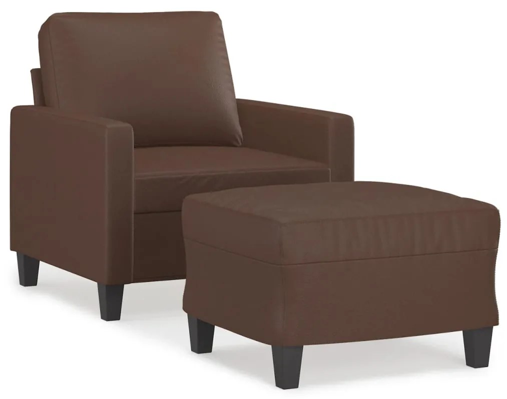 3153349 vidaXL Fotoliu canapea cu taburet, maro, 60 cm, piele ecologică