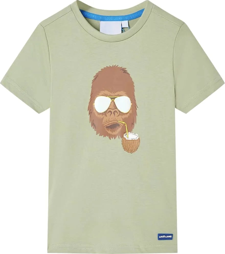 vidaXL Tricou pentru copii cu mâneci scurte, kaki deschis, 140