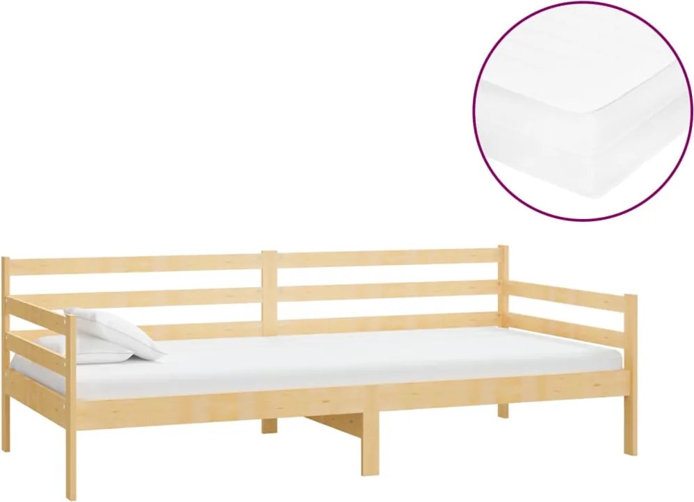 vidaXL Pat de zi cu saltea, 90x200 cm, lemn masiv de pin