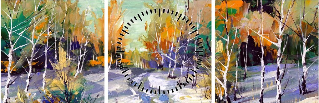 Tablou - Drum înzăpezit prin pădure (cu ceas) (90x30 cm)
