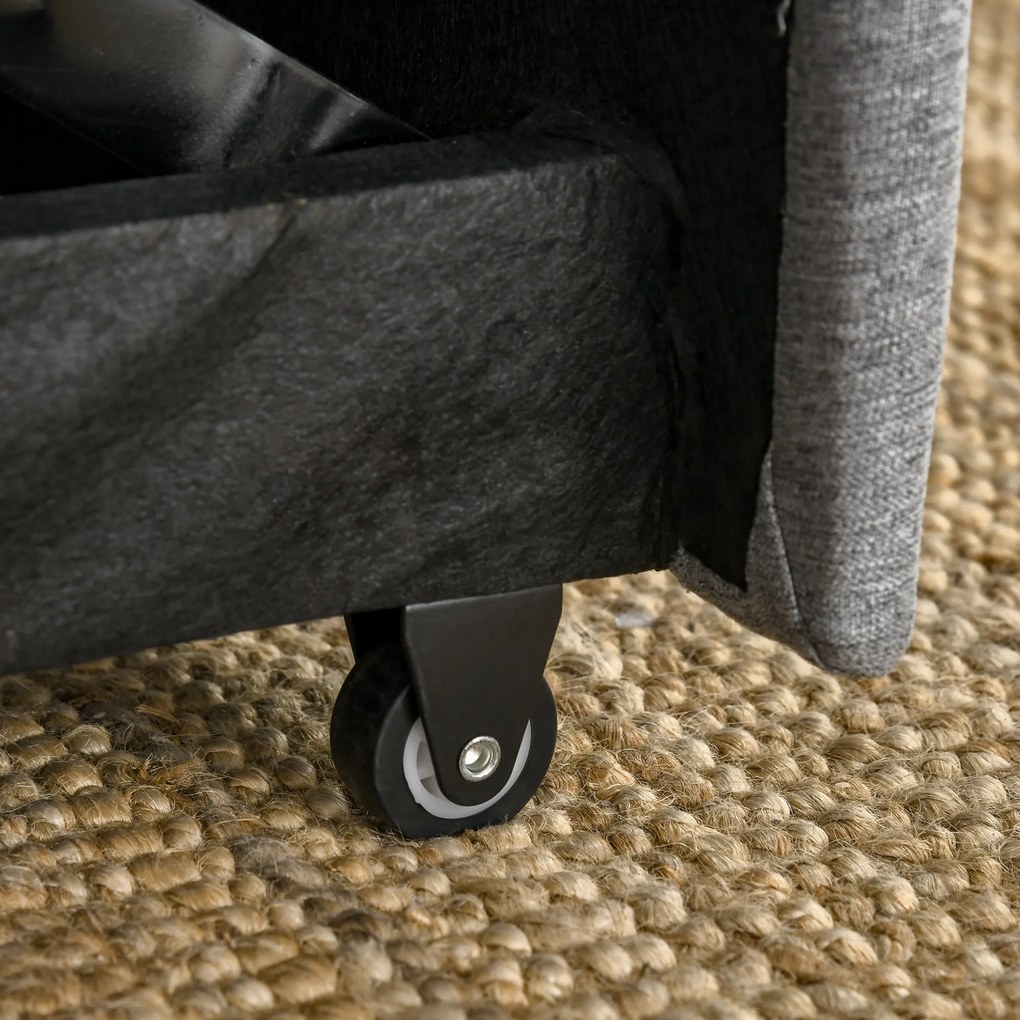 HOMCOM Canapea extensibila 2 locuri, cu spatar reglabil pe 3 niveluri, pentru Sufregerie, din material textil, 154x87x89cm, gri | Aosom Romania