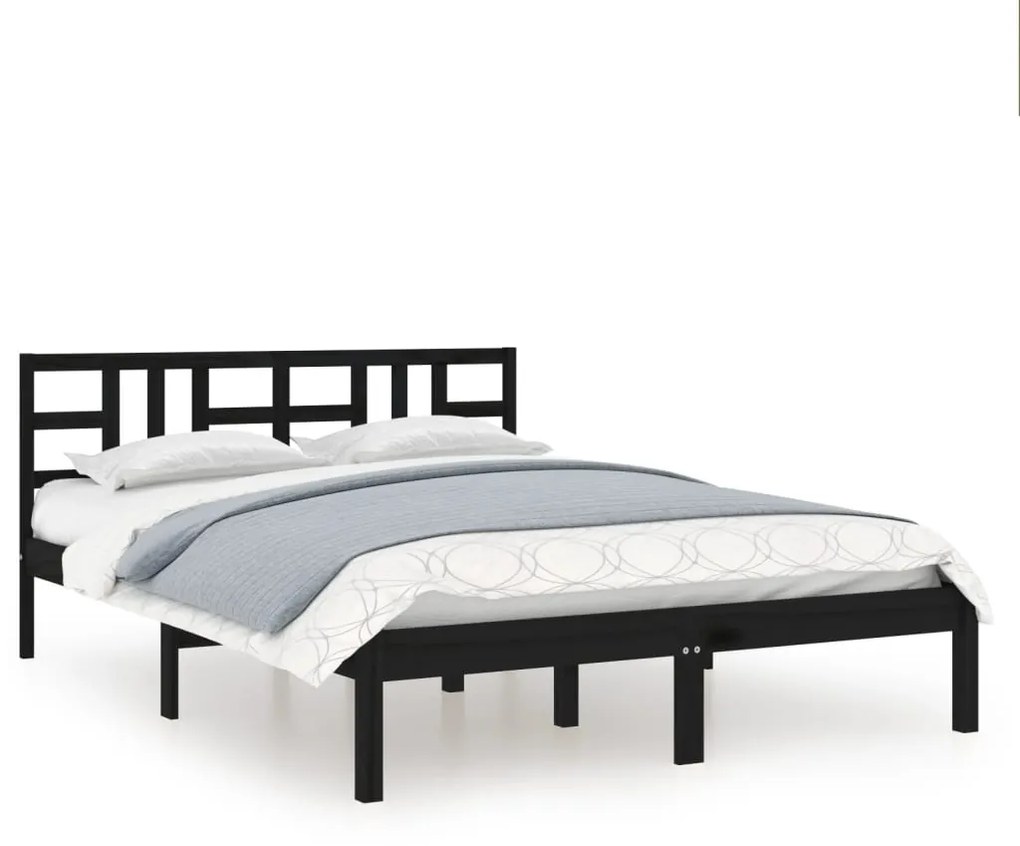 3105424 vidaXL Cadru de pat Super King, negru, 180x200 cm, lemn masiv