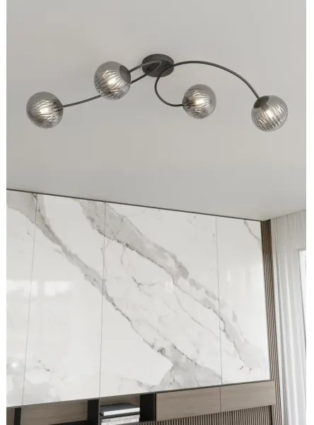 Lustră aplicată VIBRA 4xE14/10W/230V negru/gri