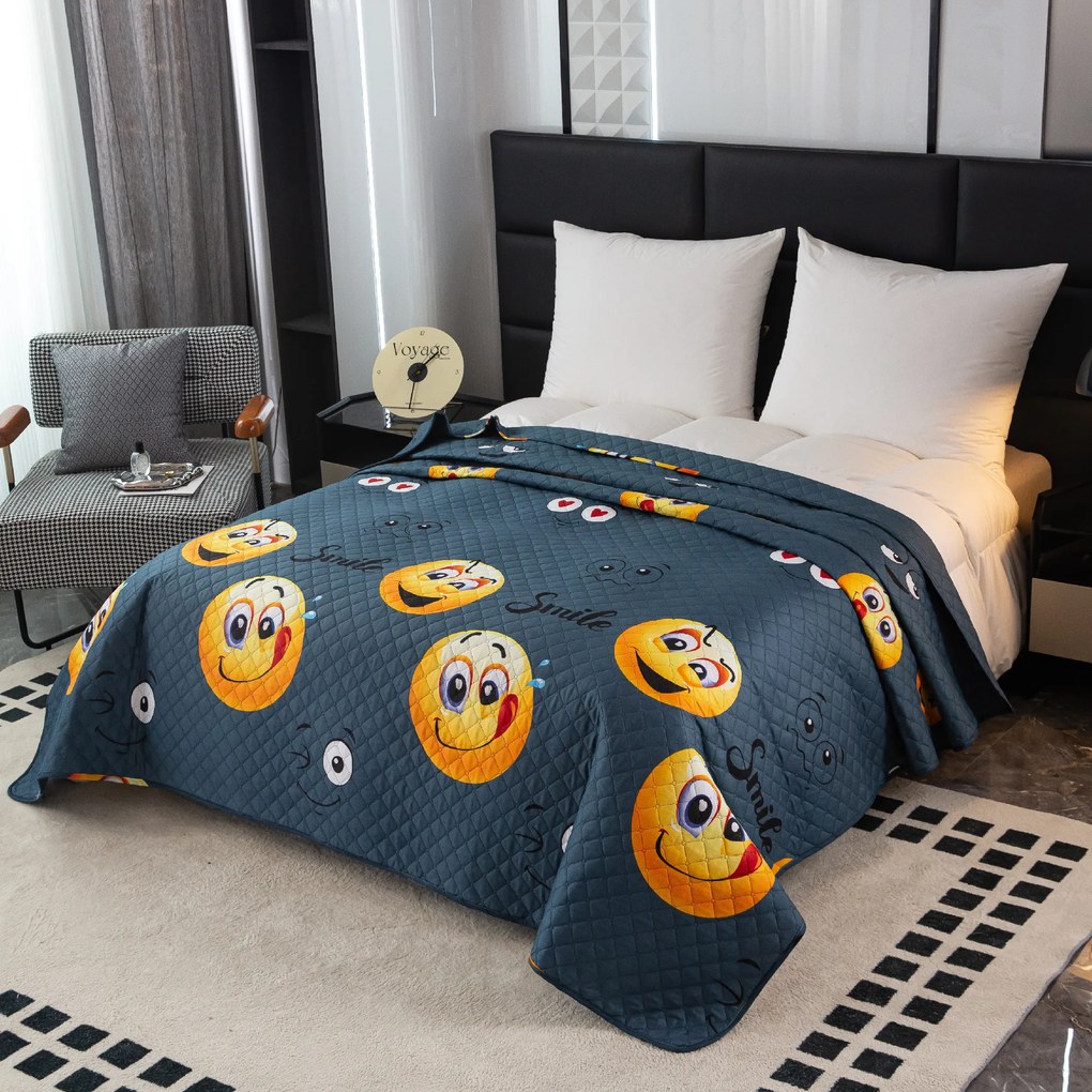 Cuvertura pentru pat FUNNY EMOJI gri Dimensiune: 170 x 210 cm