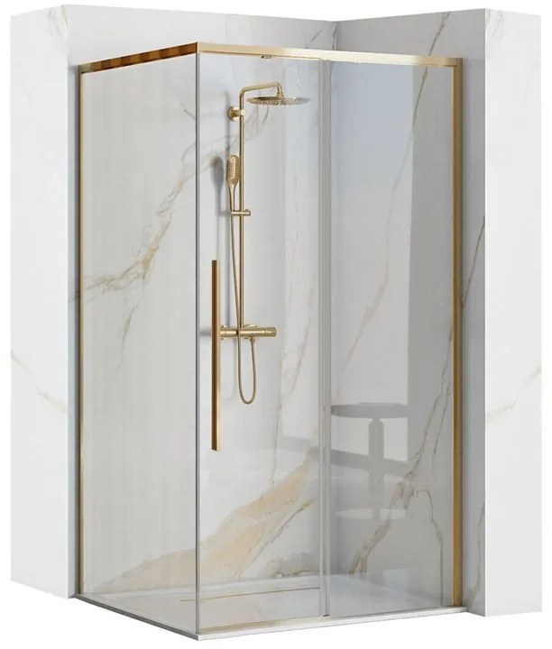 Cabina de dus SOLAR cu cadita neagra 90x90 cm auriu