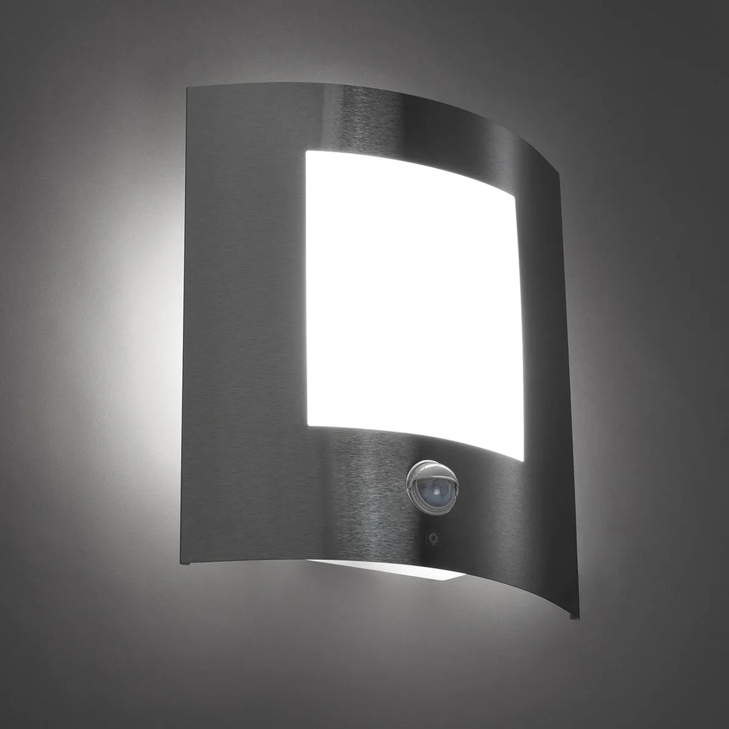 Lampa de perete exterioara moderna din otel cu senzor de miscare IP44 - Emmerald 1
