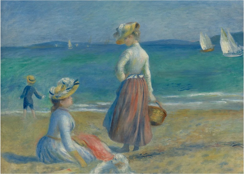 Tablou pe sticlă - Auguste Renoir, Figures on the Beach, reproducere (70x50 cm)