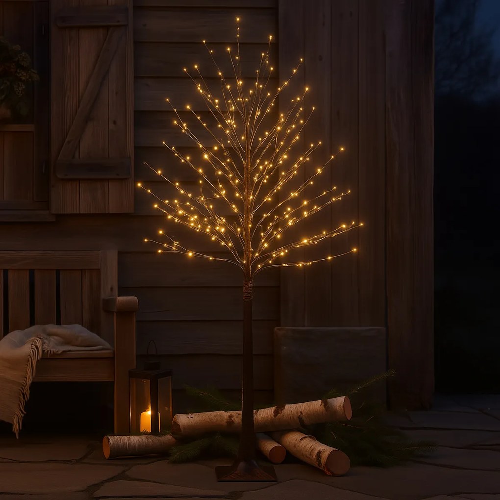 Lampă de podea de Crăciun maro, sub formă de copac, 180 cm, incl. LED cu temporizator IP44 - Ki