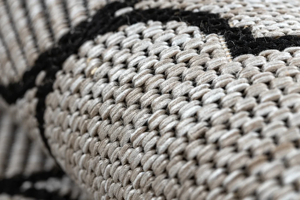 Covor sisal Floorlux 20607 marocani trellis argintiu si negru