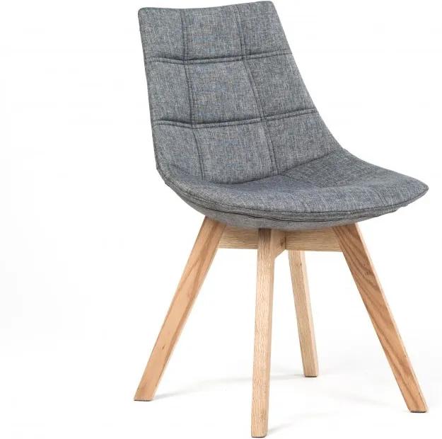 Scaun dining gri din lemn de stejar si textil Valenzia Grey Malo Design