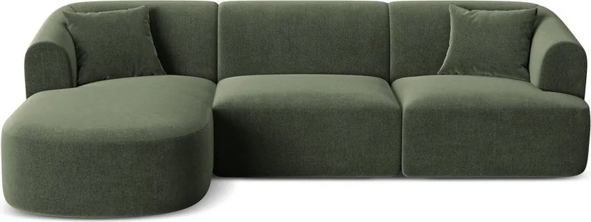 Colțar verde cu tapițerie din catifea (cu colț pe partea stângă/cu șezlong) Campi – Cosmopolitan Design