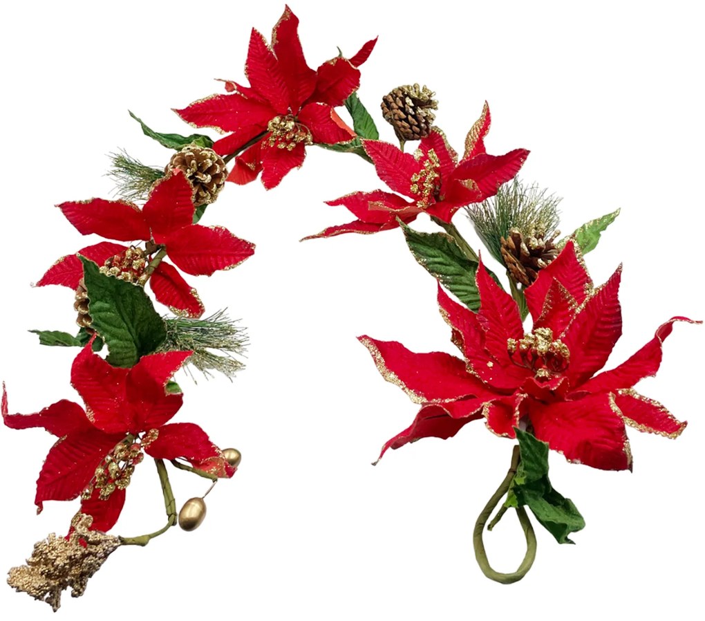 Ghirlanda Craciun cu craciunite si conuri BEAUTY, Rosu,100cm