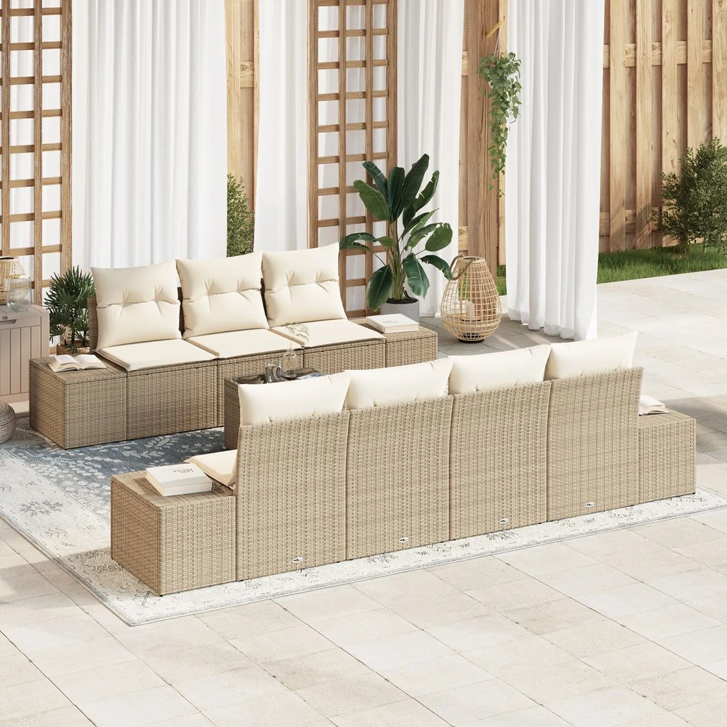 vidaXL Set de canapele pentru grădină 8 pcs Bej Rattan poli