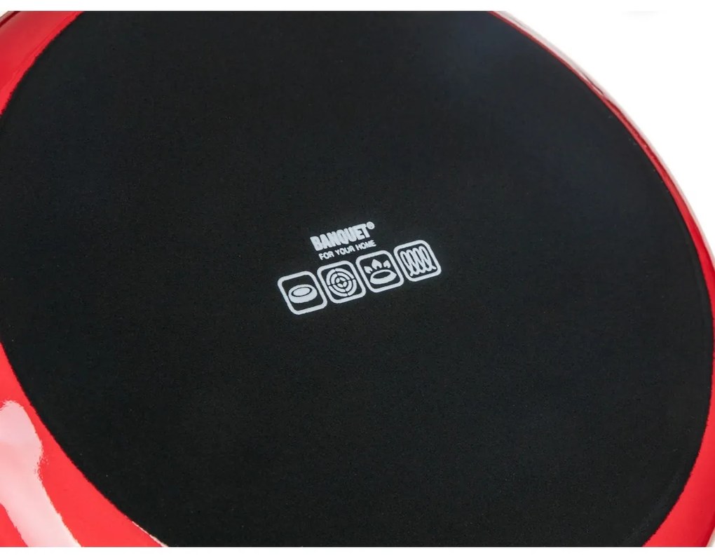 Oală emailată cu capac Banquet Milton roșu, 24 cm, 5,9 l, 24 cm