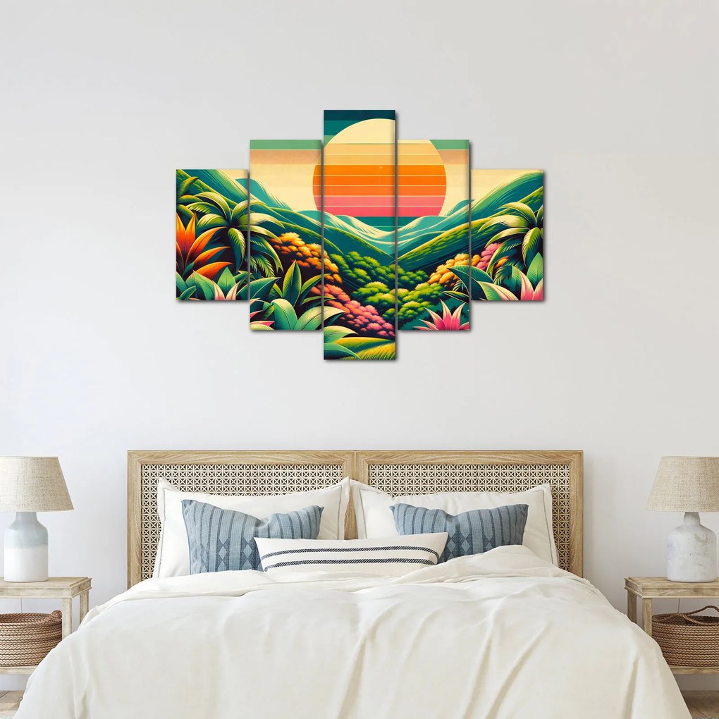 Tablou - Apus de soare multicolor (150x105 cm)