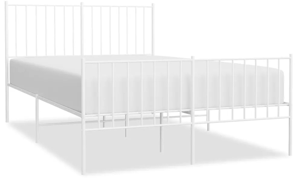 350946 vidaXL Cadru de pat metalic cu tăblie, alb, 120x190 cm