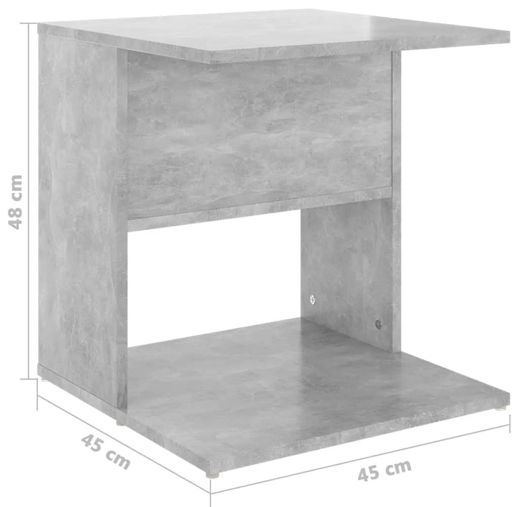 Masa laterala, gri beton, 45x45x48 cm, PAL 1, Gri beton
